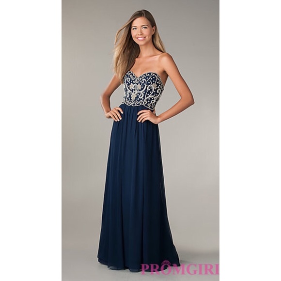Beaded Strapless Formal Gown/Prom Dress - Picture 1 of 2