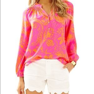 Lilly Pulitzer Pop Pink Seaesta Elsa Top