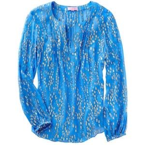 Lilly Pulitzer Colby Silk Metallic Dot Top