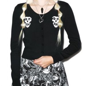 Cropped Black Misfits Dolls Kill Cardigan NWT