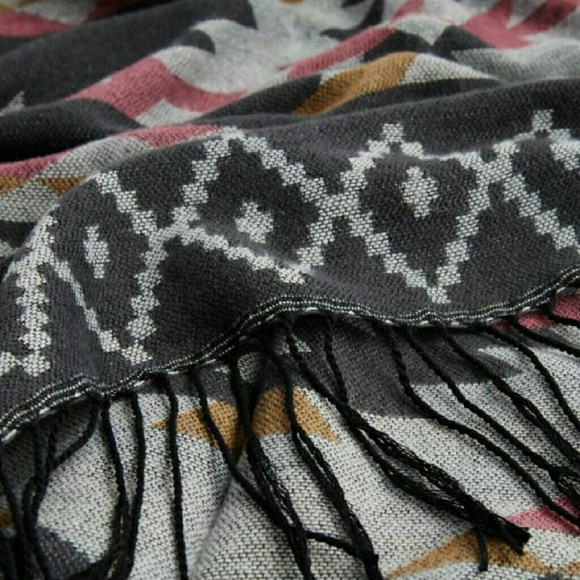 Accessories | Gray Southwestern Oblong Blanket Scarf ...