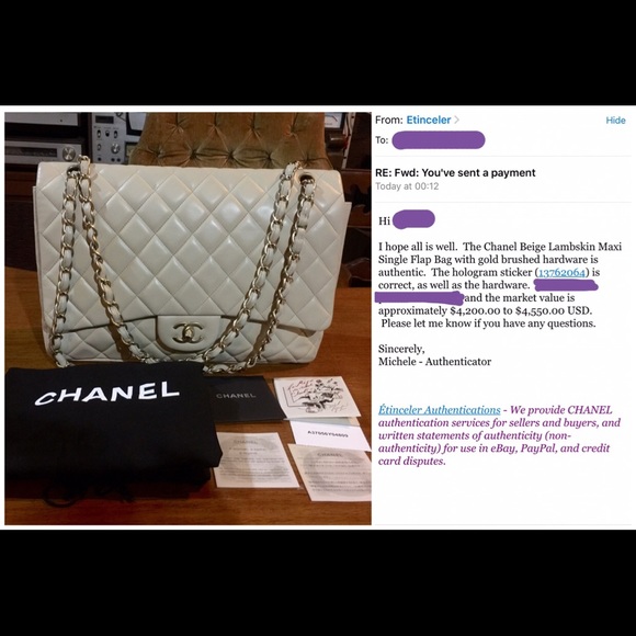 Sold ✅ CHANEL Maxi Beige Lambskin Flap Bag