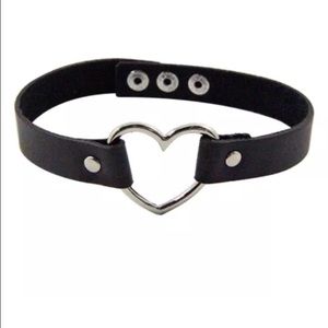 Faux Leather Heart Ring Choker - DISCOUNTED PRICE