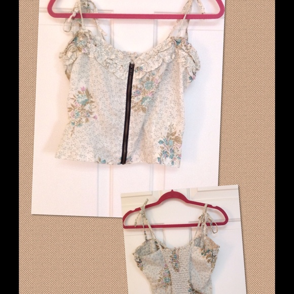 Corset style floral tank top
