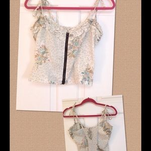 Corset style floral tank top