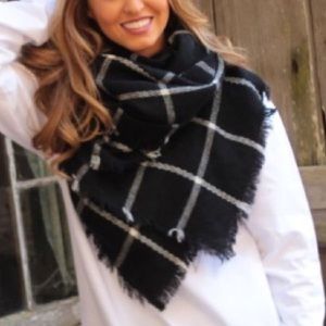 Black scarf white grid super soft must have