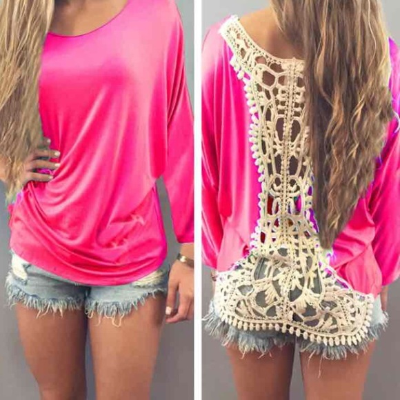 A5️⃣🌟! Pink Crochet Back Top! NEW! 💞💞 - Picture 2 of 3