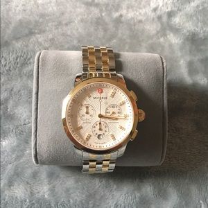 MICHELE UPTOWN DIAMOND DIAL GOLD TWO-TONE WATCH