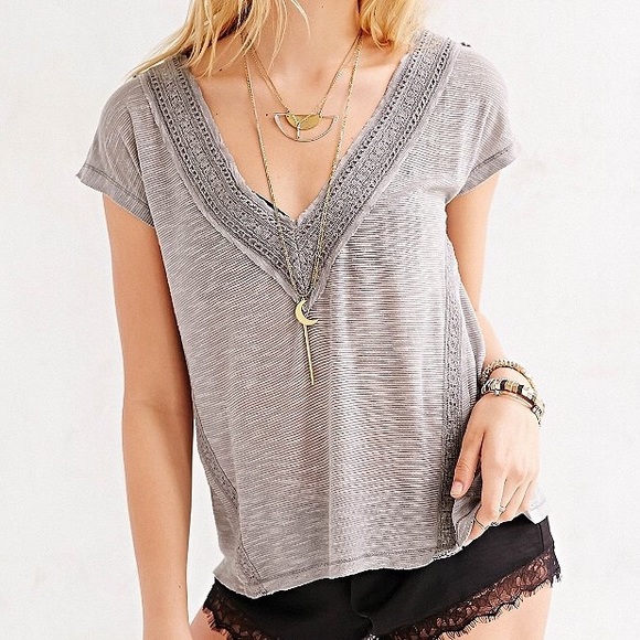 Kimchi Blue grey v neck top from Urban Outfitters