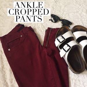 Burgundy Ankle Jeans