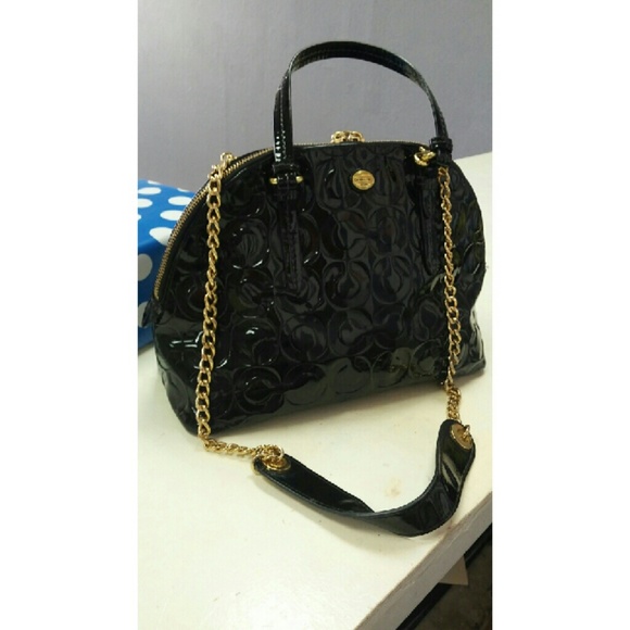 Authentic Black patent leather coach bag