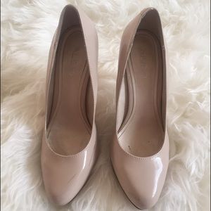 Aldo | Shoes | Aldo Vegan Patent Leather Nude Pump Heels 65 37 | Poshmark