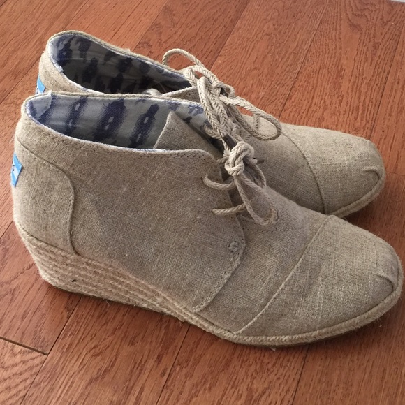 Toms Natural Burlap Dessert Wedge 8.5
