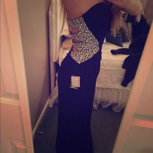 Strapless Purple Prom Dress with Sequins