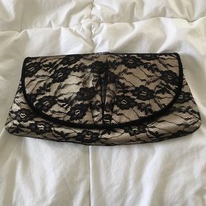 Black Lace and Gold Clutch