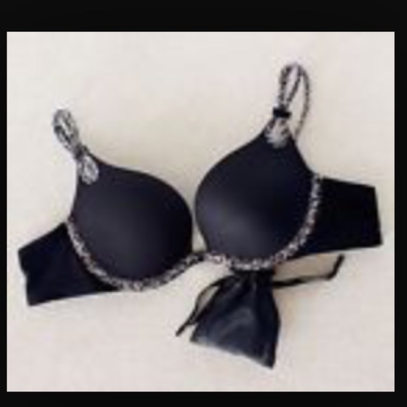 32C VS sexy push up bra.Black w/ leopard trim
