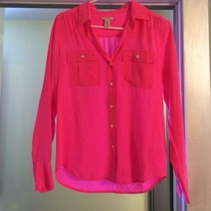 JCrew 100% silk pink top