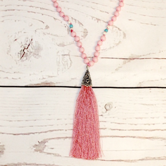 Bubble Gum Tassel Necklace - Picture 2 of 2