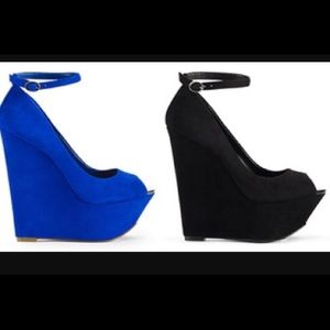 Black wedges peep toe with ankle strap