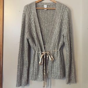 Garnet Hill Mohair sparkly cardigan with sequins
