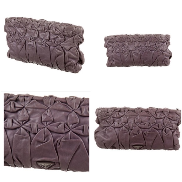 Prada Smoked purple leather clutch..