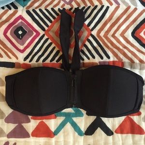 Black bandeau bathing suit top