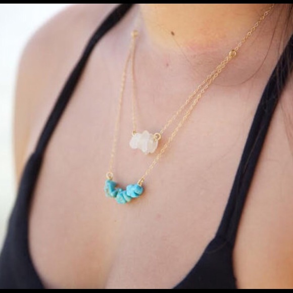 Layered Necklace Sea Glass and Turquoise