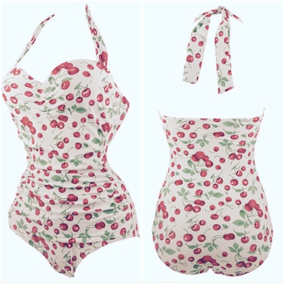 NWOT Cute Vintage Style Cherry One piece Swim Suit