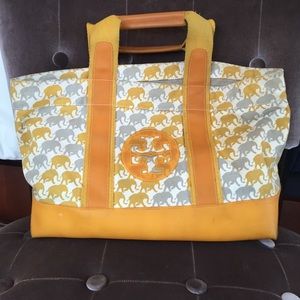 Authentic Tory Burch Elephant Canvas Tote Bag