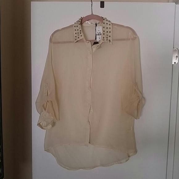 LF cream sheer shirt.. - Picture 2 of 4