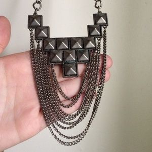 Silver metal stud chain necklace