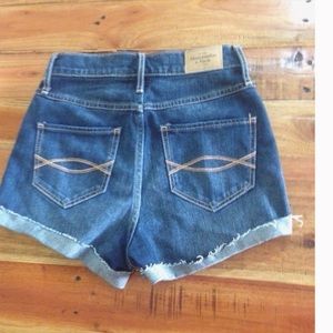 Abercrombie high waisted dark wash jean shorts