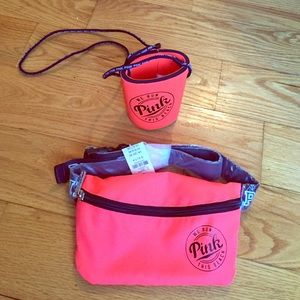 PINK Victoria's Secret fanny pack and koozie