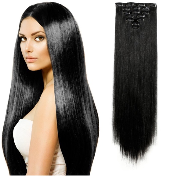 Black human hair extensions 24"