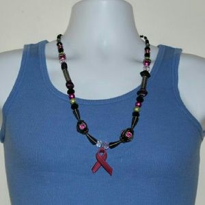 Breast cancer awareness beaded necklace