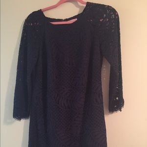 Lilly Pulitzer Rylee True Navy Palm Leaf Dress