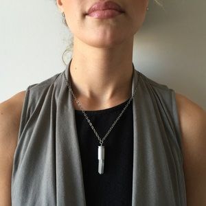 Silver metal bullet necklace