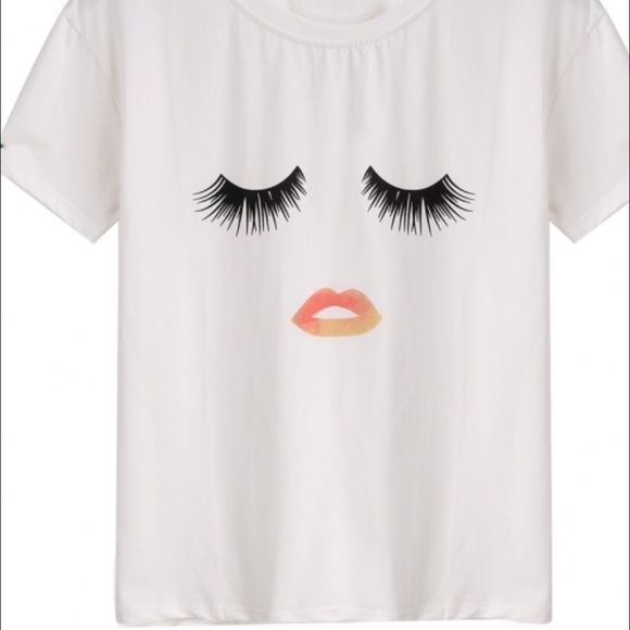 Lashes & Pink Lips T shirt S & L only - Picture 2 of 2