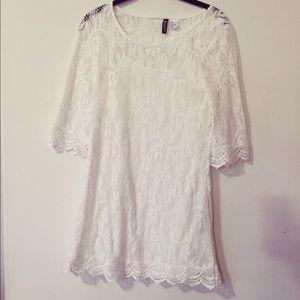 H&M White Lace Mini Dress Size 4 / Small