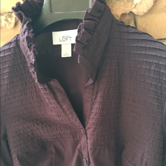 Loft Ruffle Button Down Shirt - Picture 2 of 4