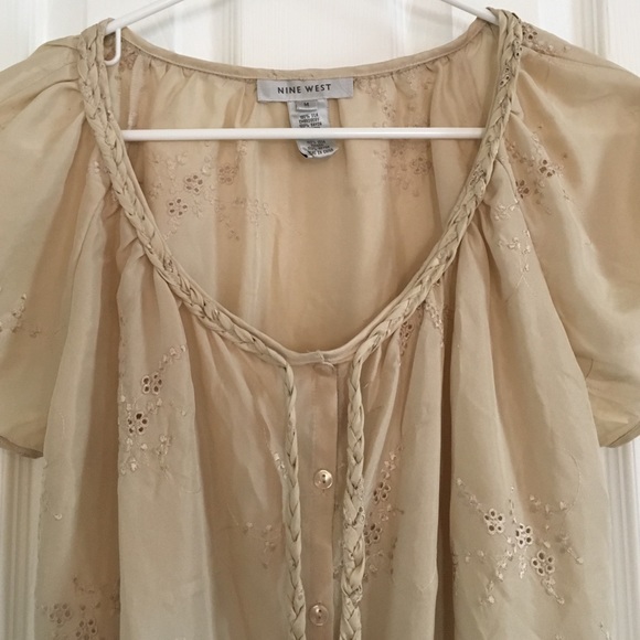 Nine West Tops - 100% Silk Blouse with Flower Embroidery Nine West Tops - 100% Silk Blouse with Flower Embroidery