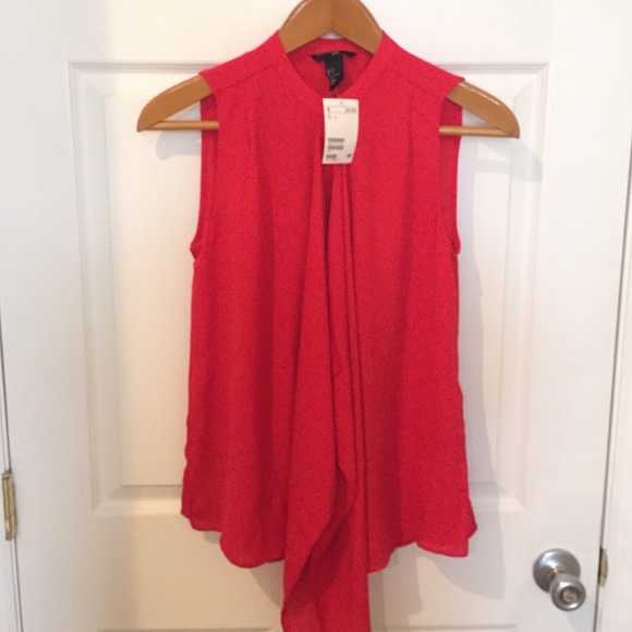 H&M red button up blouse.