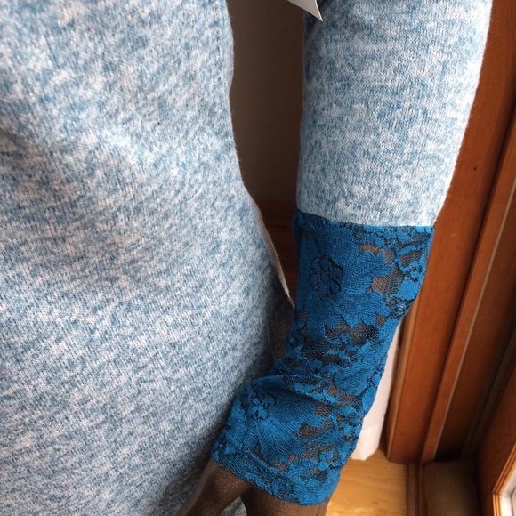 NEW Blue Lace Detail Henley Shirt Long Sleeve - Picture 2 of 3