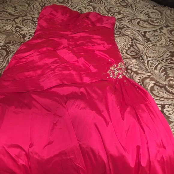 Hot pink formal dress with rhinestones