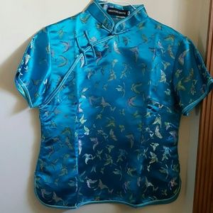 👕ASIAN SATIN CHEONGSAM BLOUSE