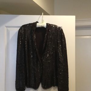 Sequin jacket with georgette trim.