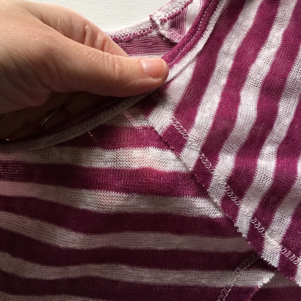 NEW Orchid & White Stripe Lace Long Sleeve Tee - Picture 4 of 7