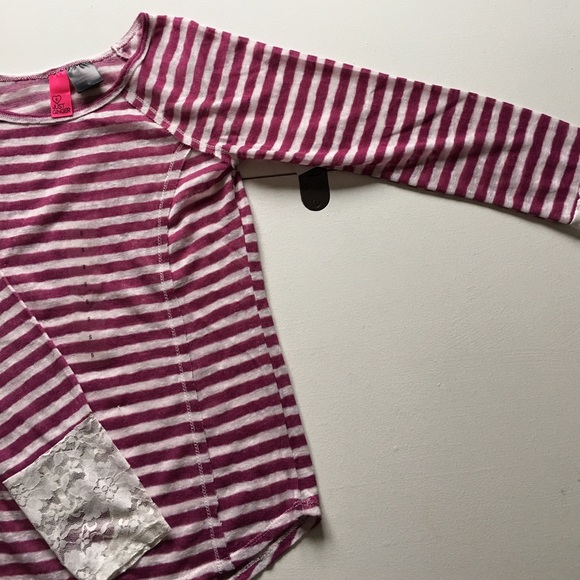 NEW Orchid & White Stripe Lace Long Sleeve Tee - Picture 6 of 7