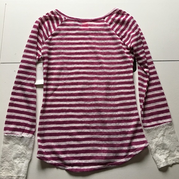 NEW Orchid & White Stripe Lace Long Sleeve Tee - Picture 7 of 7