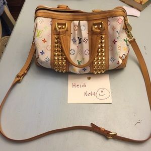 Louis Vuitton monogram Courtney mm white multicolor bag with strap